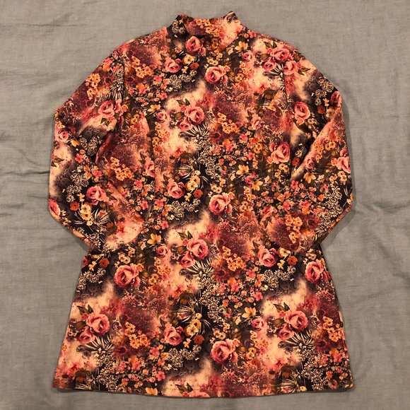 Vintage Fleece Flower Long sleeve dress - Picture 2 of 13